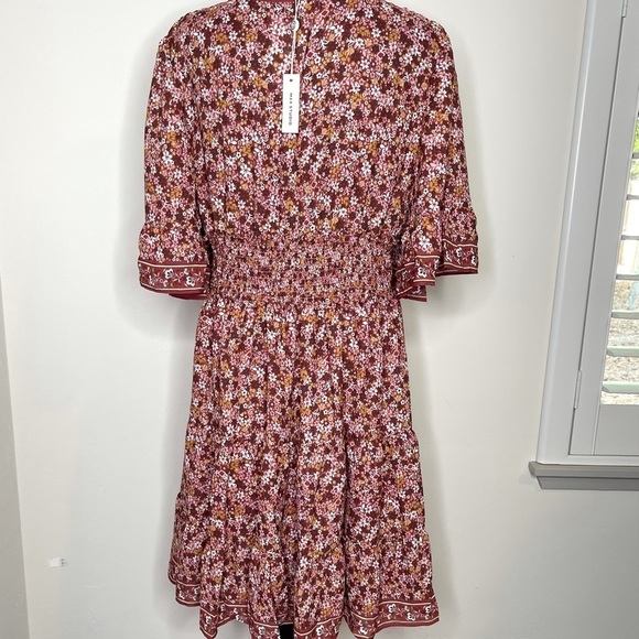 🔥 Max Studio Floral Flutter Boho Prairie Surplice Dress L New - Picture 7 of 13